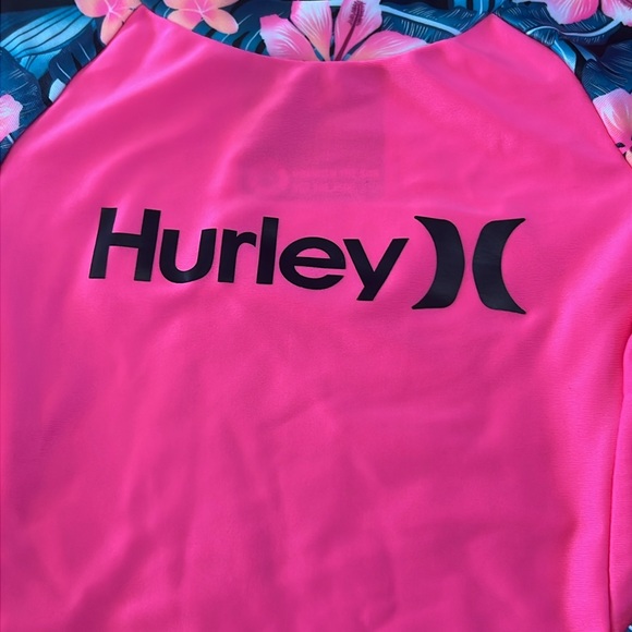 Hurley Girls Long Sleeve Hawaiian Floral Rash Guard UPF50+ - Picture 2 of 6
